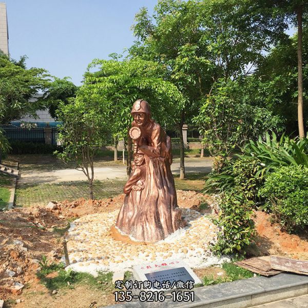 玻璃鋼仿銅消防員人物雕塑公園戶外裝飾擺件（4）