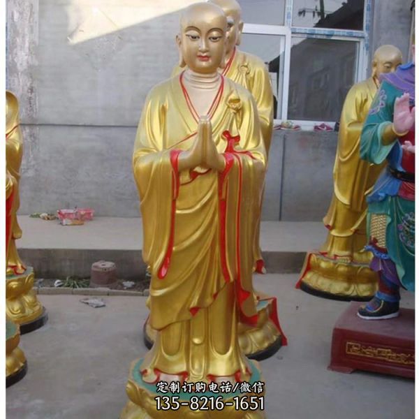 寺廟大型玻璃鋼貼金地藏王雕塑（3）