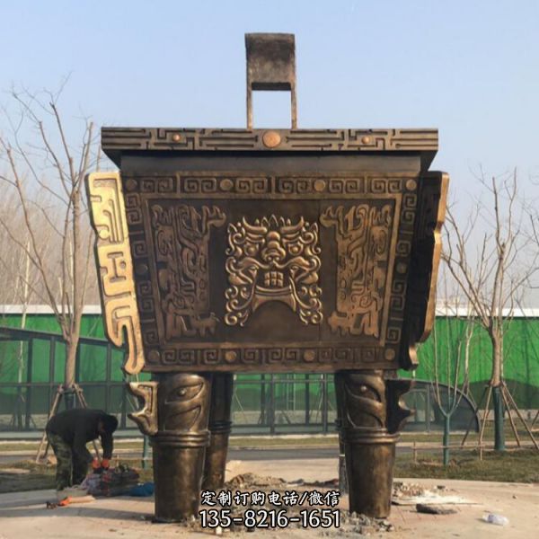 園林廣場擺放方銅鼎工藝品（3）