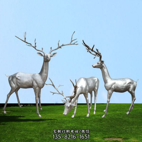戶外園林景觀金屬抽象動物景觀梅花鹿雕塑（4）