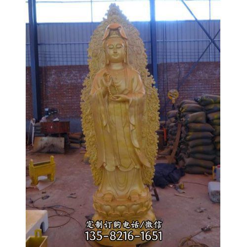 寺廟大型不銹鋼噴金千手觀音雕塑（2）