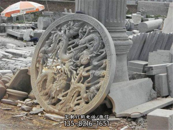 景區寺院古建筑青石浮雕花紋壁畫墻裝飾擺件（4）