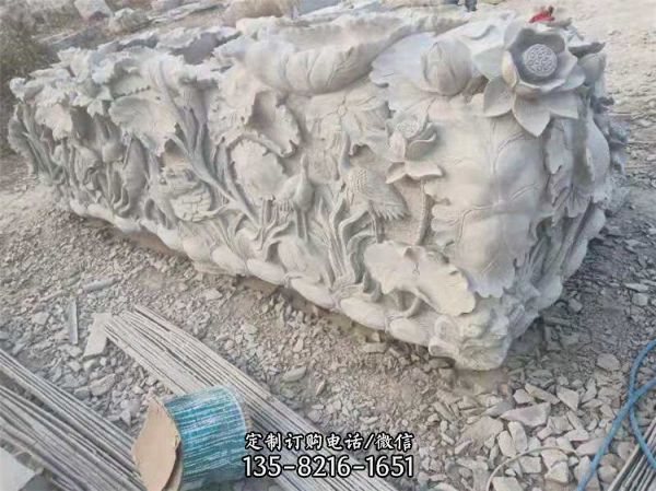 景區寺院古建筑青石浮雕花紋壁畫墻裝飾擺件（3）