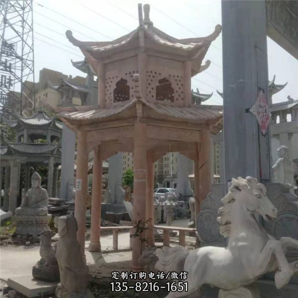 公園綠地?cái)[放青石仿古雕刻長廊石涼亭（5）