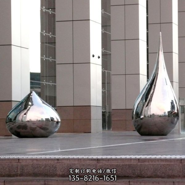 不銹鋼鏡面水滴擺件 景觀園林廣場小品藝術品（4）