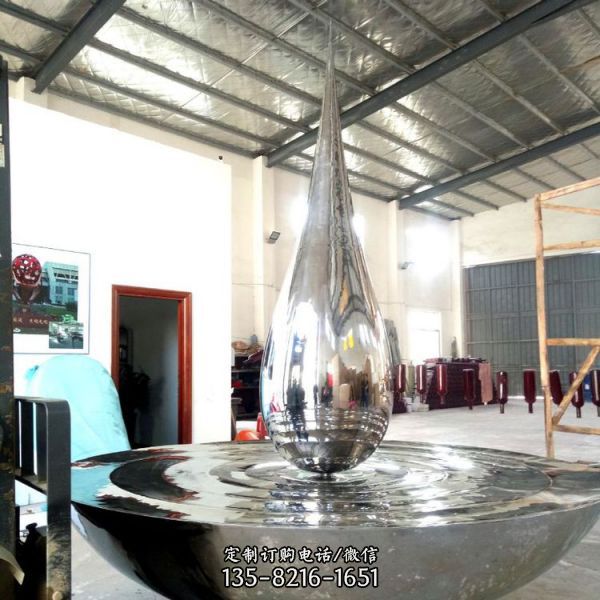 不銹鋼鏡面水滴擺件 景觀園林廣場小品藝術品（5）