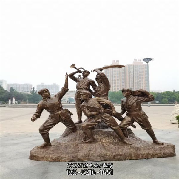 景區(qū)大型玻璃鋼仿銅八路軍戰(zhàn)士人物雕塑（2）
