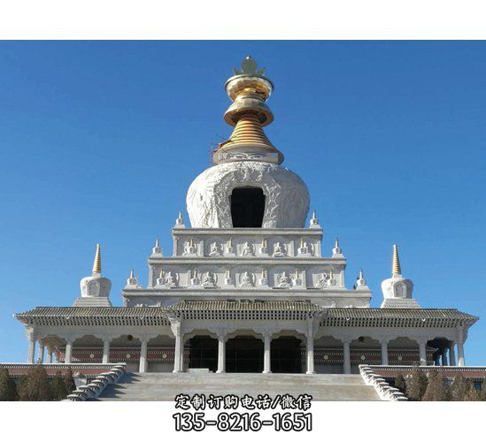 寺廟漢白玉浮雕多層佛塔 雕塑（2）