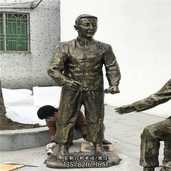 玻璃鋼仿銅園林景觀(guān)人物雕塑擺件（1）