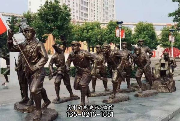 城市廣場玻璃鋼仿銅園林景區人物雕塑