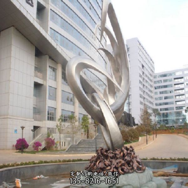 戶外廣場不銹鋼鏡面抽象園林景區藝術雕塑（4）