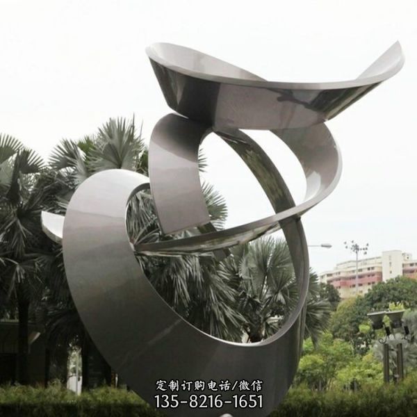 戶外廣場不銹鋼鏡面抽象園林景區藝術雕塑（3）