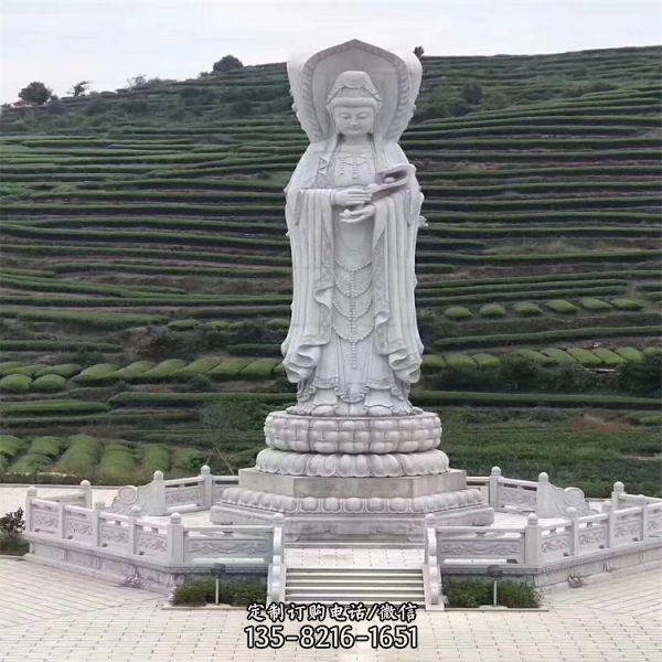 大理石雕刻景區(qū)寺院菩薩雕像  送子觀音像雕刻美觀（1）