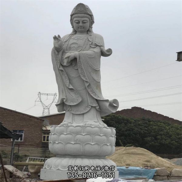 大理石雕刻景區(qū)寺院菩薩雕像  送子觀音像雕刻美觀（5）