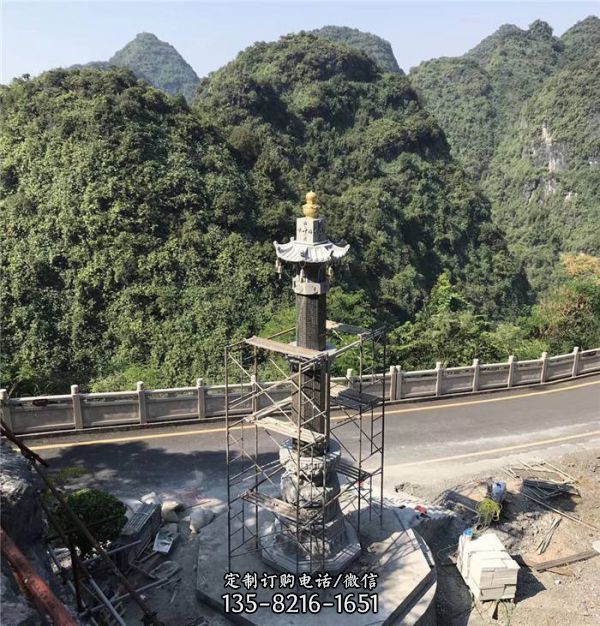 寺廟景區大理石石雕經幢雕塑（1）