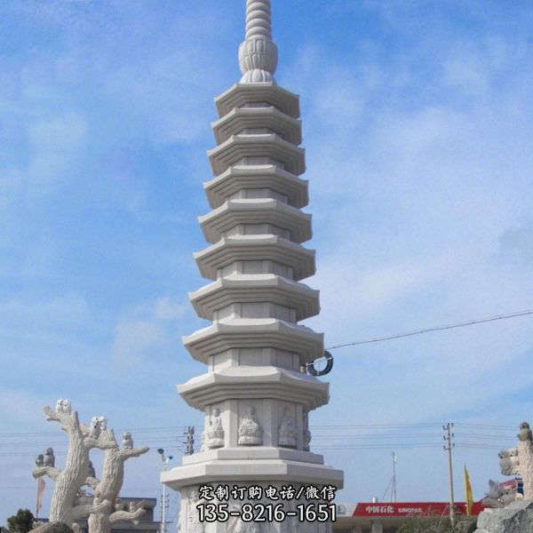 寺廟戶外大型漢白玉浮雕十層風水景觀文昌塔石雕