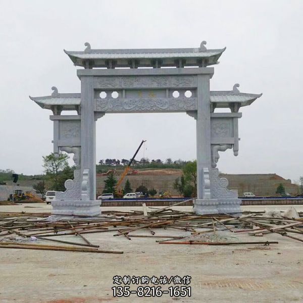 石雕牌坊牌樓單門仿古中式新農(nóng)村建設(shè)園林雕塑
