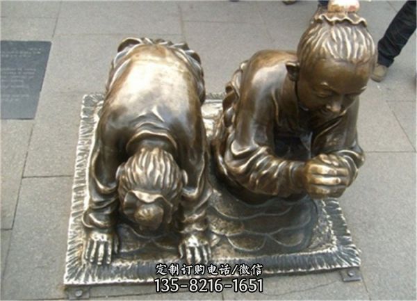 城市步行街?jǐn)[件鑄銅民俗人物小品雕塑（5）