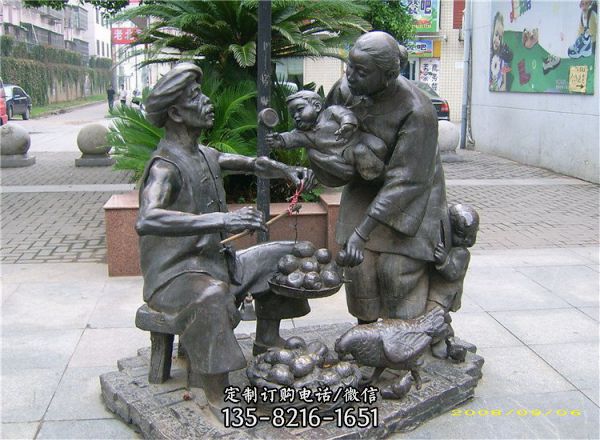 城市步行街?jǐn)[件鑄銅民俗人物小品雕塑（1）