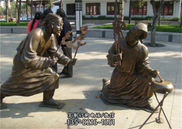 城市步行街?jǐn)[件鑄銅民俗人物小品雕塑（3）