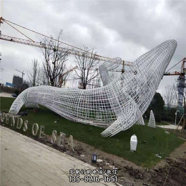 公園園林裝飾不銹鋼網格海豚動物雕塑（2）