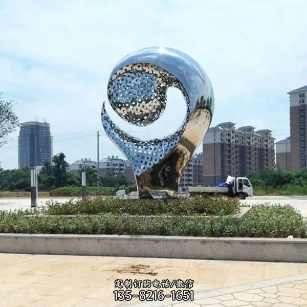 創意白鋼噴鍍鏤空發光藝術雕塑（4）