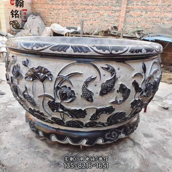 水缸仿古荷花缸魚缸庭院養魚缸擺件（3）