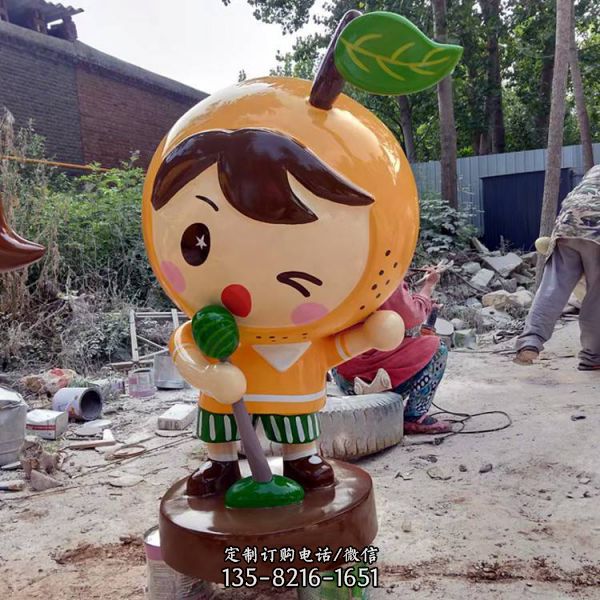 戶外園林玻璃鋼卡通水果公仔雕塑