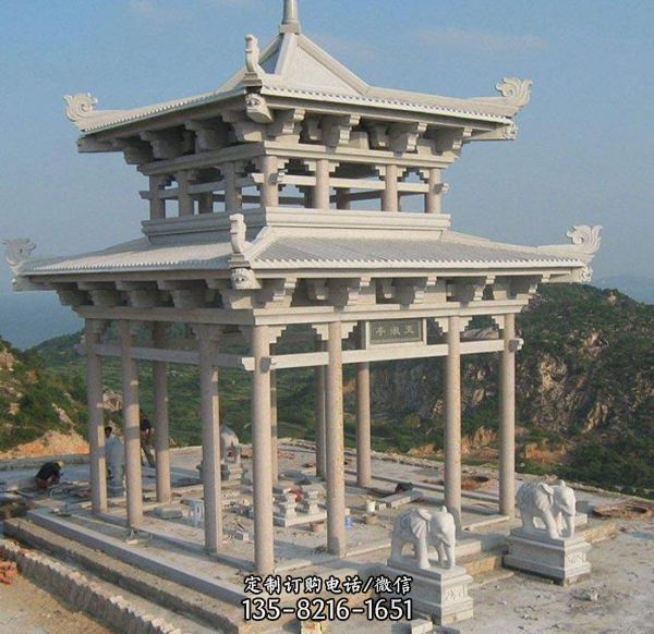園林景點裝飾青石浮雕中式涼亭雕塑（2）