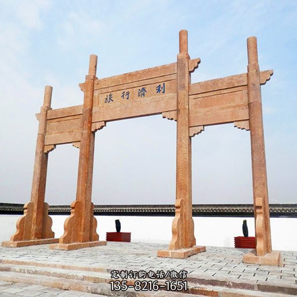 公園景區擺放古建花崗巖石牌坊（4）