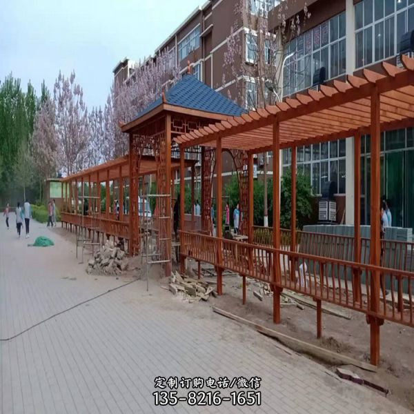 小區(qū)公園仿浮木中式長(zhǎng)廊涼亭擺件（2）