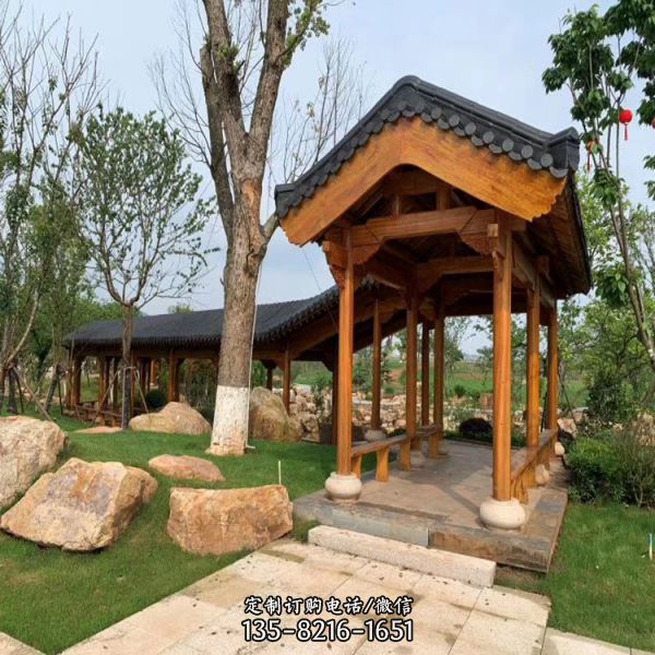 小區(qū)公園仿浮木中式長(zhǎng)廊涼亭擺件（4）