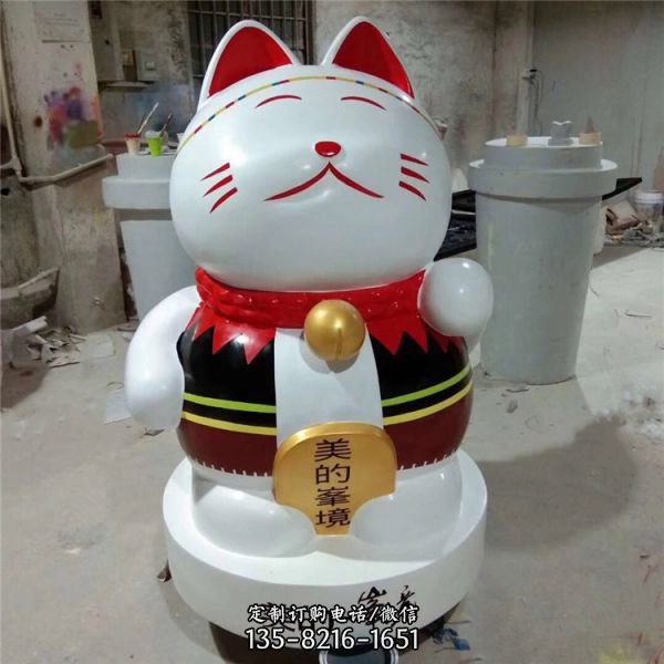 玻璃鋼可愛貓公仔美陳裝飾（2）