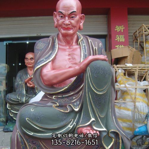 寺廟大型不銹鋼噴漆彩繪十八羅漢雕塑（1）