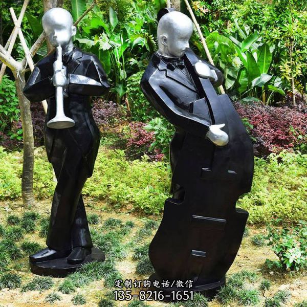 抽象玻璃鋼噴漆演奏音樂人物小品公園草地擺件
