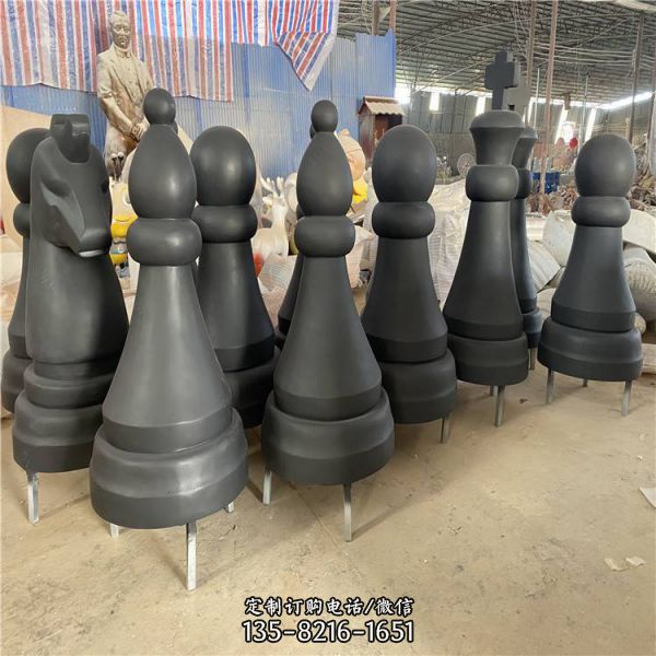 玻璃鋼和尚下棋雕塑造型（4）