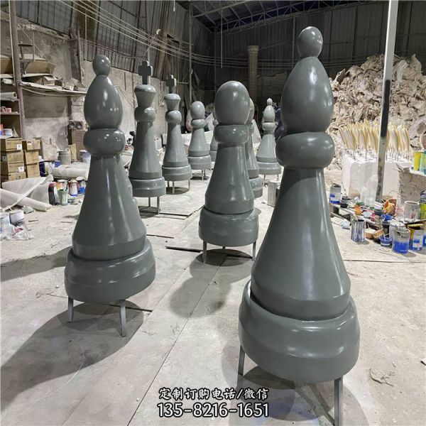 玻璃鋼和尚下棋雕塑造型（3）