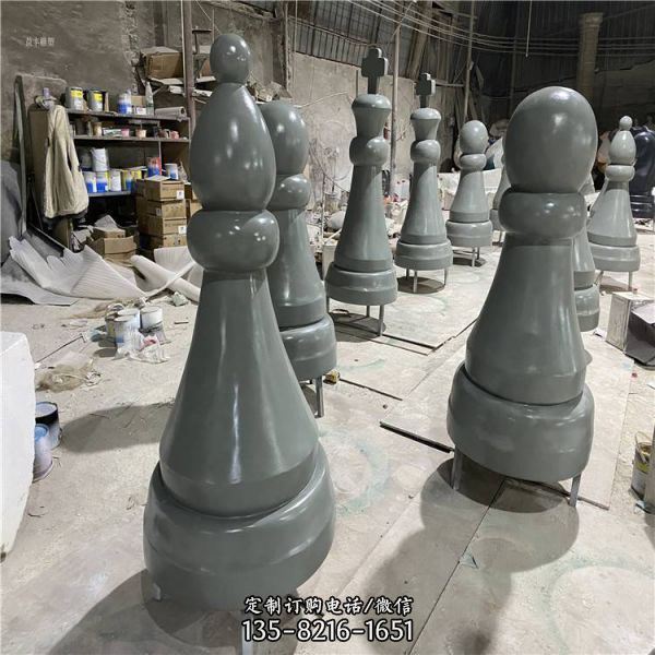 玻璃鋼和尚下棋雕塑造型（5）