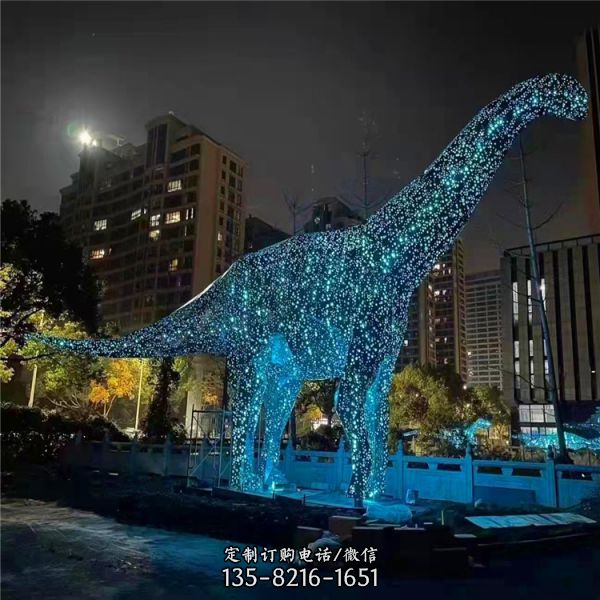 大型鏡面不銹鋼鏤空夜晚照明發光景觀雕塑（1）