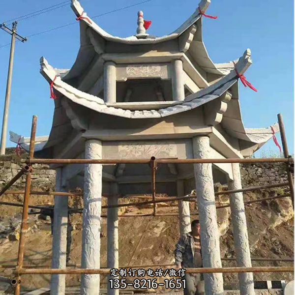 公園景區(qū)大型石雕多層涼亭雕塑（4）