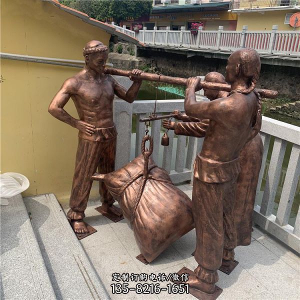 公園室外擺放樹脂仿銅民俗農民人物雕像（2）