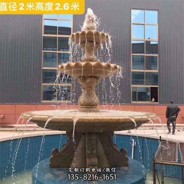 城市工廠大型晚霞紅石雕噴泉雕塑（4）