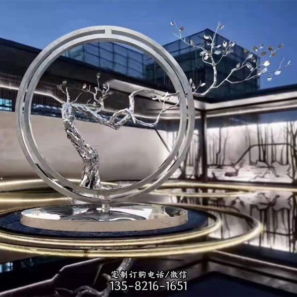 金屬不銹鋼園林鏡面鏤空月牙雕塑（3）