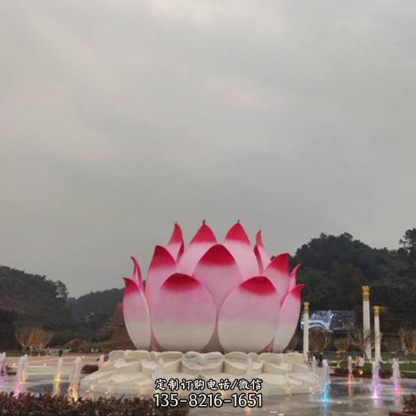 景區寺廟戶外擺放大型玻璃鋼彩繪佛像蓮花座雕塑