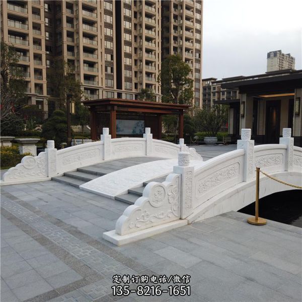 景區別墅公園大理石石雕荷花欄板浮雕欄桿雕塑（5）