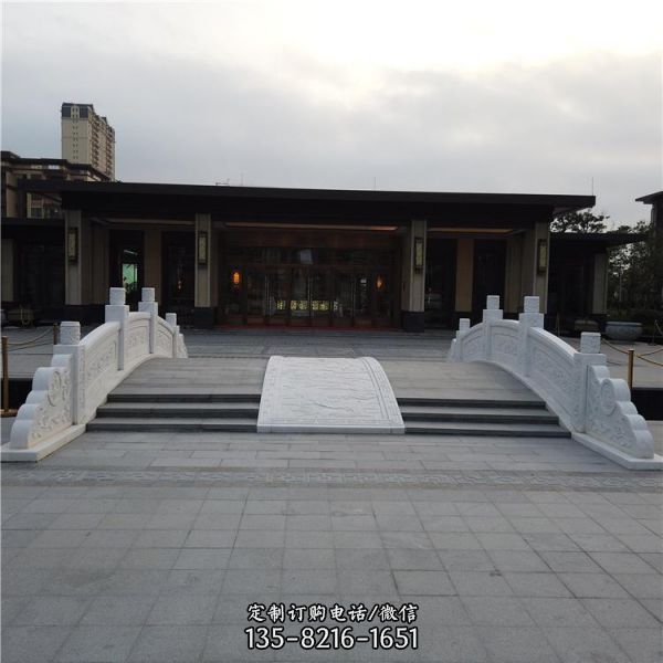 景區別墅公園大理石石雕荷花欄板浮雕欄桿雕塑（4）