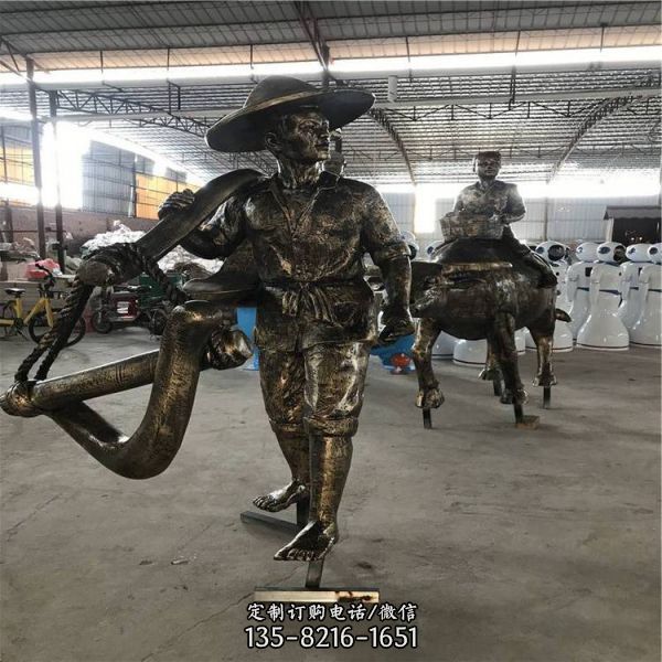 情景小品玻璃鋼仿銅園林景觀人物雕塑