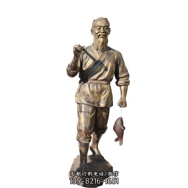 玻璃鋼仿銅漁文化民俗人物雕像（6）
