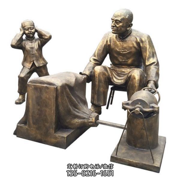玻璃鋼仿銅人物雕塑 冰糖葫蘆民俗主題擺件（4）