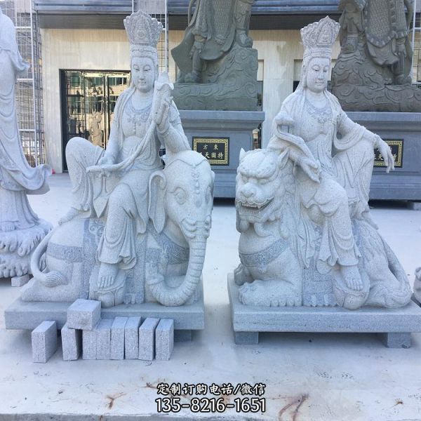 寺廟石雕文殊普賢雕塑（5）